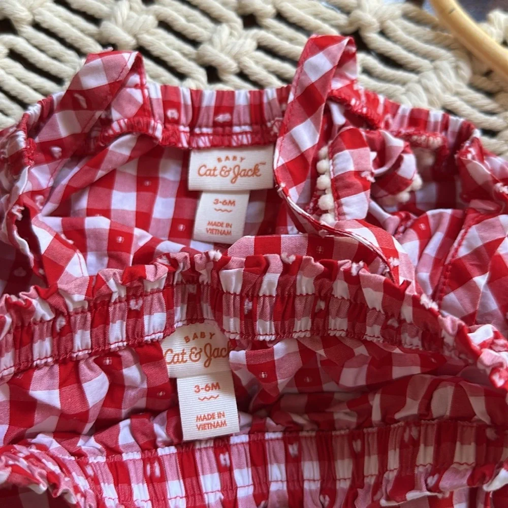 Cat & Jack | Gingnam Plaid Top With Bloomers | 3-6months